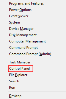 Windows 8 Quick Access Menu, Control Panel